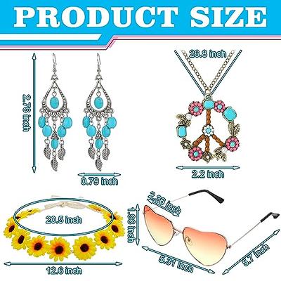  Erweicet 19PCS 60s 70s Outfits Hippie Costume Set Hippie Dress  for Girls Hippie Dress Vest with Tassel Peace Sign Headband Necklace Pins  Tattoos Costume : Clothing, Shoes & Jewelry