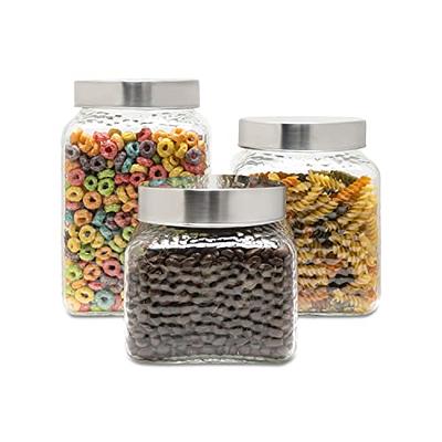 3pc Glass Canisters Set for Kitchen Counter with Airtight Lids