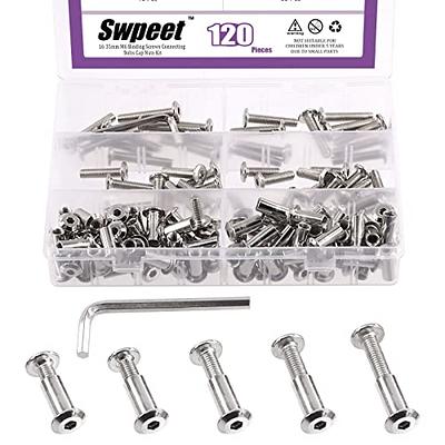 Swpeet 120Pcs M6x16mm/20mm/25mm/30mm/35mm Nickel Plated Sliver Hex Drive  Socket Cap Bolts Barrel Nuts Kit with 1Pcs Allen Wrench, Screw Post Fit for  Furniture Countsunk Belt Leather Binding Bolts - Yahoo Shopping