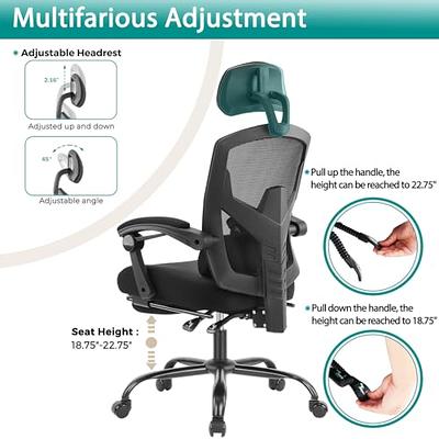 Gaming Chair - Ergonomic Office Chair with Foot Rest Reclining Office  Chair, High Back Mesh Home Office Computer Desk Chair with Wheels,  Adjustable Headrest, Lumbar Support, Padded Arms 