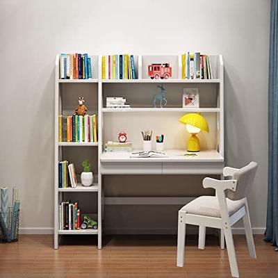 Balanbo Kid's Desk Kid's Table and Chair Set with Drawers and Bookshelf Wooden Kid's Media Desk Student Learning Computer Workstation and Writing