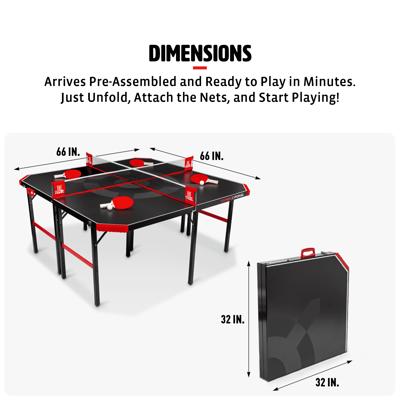 Anywhere Sports - Portable Trampoline Ping Pong Table Tennis Game for  Indoor or Outdoor Use, Includes Two Paddles, Six Balls, Storage Bag, and