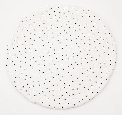 Poppyseed Play Extra Padded Round Play Mat in Black Squiggle Dot