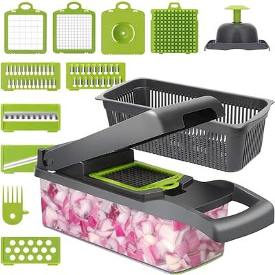Vegetable Chopper Multifunctional, Pro Onion Chopper, 14 in 1 Vegetables  Chopper, Kitchen Vegetable Slicer Dicer Cutter, Veggie Chopper With 8  Blades, Carrot Chopper With Container (Grey and Green) - Yahoo Shopping