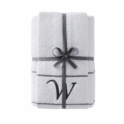 SKL Home Casual Monogram Letter N Bath Towel, white, cotton