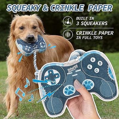 MTERSN Cute Squeaky Dog Toys : Blue Game Controller Plush Dog Toy and Funny  Puppy Chew Toys