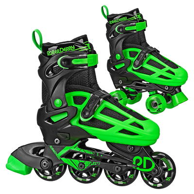 Roller Derby Boys 2-in-1 Roller/Inline Skates Black/Green, Size 12-2