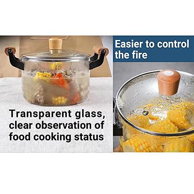  2 Pcs Glass Pots for Cooking on Stove Set Glass Saucepan with  Cover Heat Resistant Clear Pots and Pans Set Stovetop Glass Cookware Simmer  Pot with Lid for Soup Milk (1.5