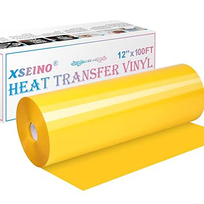 Heat Transfer Vinyl Rolls, 12 x 36 Feet HTV Vinyl, Yellow HTV Vinyl Iron on | Harfington