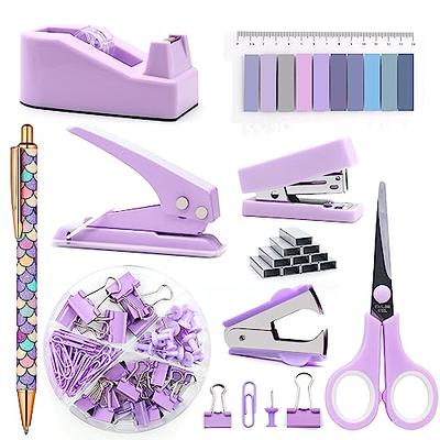 Purple Office Supplies Set, UPIHO Stapler and Tape Dispenser Set