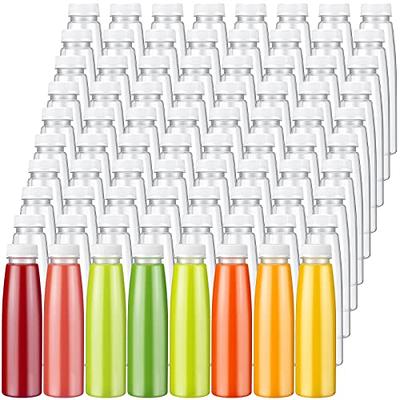 Tanlade 100 Pcs Plastic Juice Bottles with Caps Refrigerator Drink