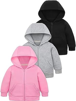 Cooraby 3 Pieces Baby and Toddler Girls Fleece Full Zip Hoodies