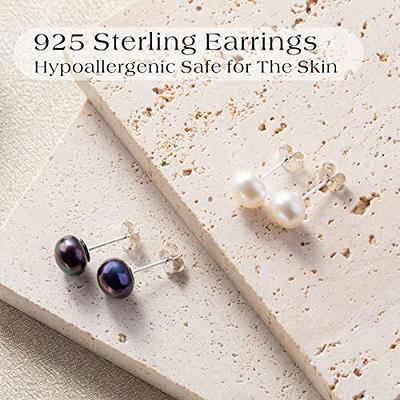 925 Sterling Silver Genuine Cultured Freshwater Pearl Stud