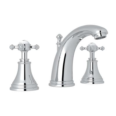 ROHL Viaggio C-Spout Widespread Bathroom Faucet - Italian Brass with Cross  Handle