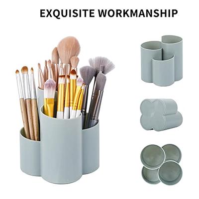 4Slots Acrylic Makeup Brush Holder with Lid, Clear Makeup Brush Organizer  with W