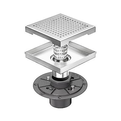 neodrain 4-Inch Square Shower Drain with Removable Quadrato Pattern Grate,  Brushed 304 Stainless Steel, with