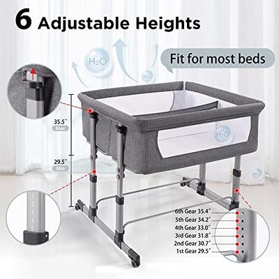 Ihoming Baby Bassinet Bedside Sleeper with Mosquito Net and Adjustable  Height, Gray