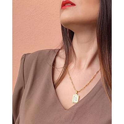 JoycuFF Gold Necklaces for Women Choker Layered 18K Gold Plated Paperclip  Necklaces Herringbone Chain Simple Cute Letter Pendent Initial Necklaces V  - Yahoo Shopping