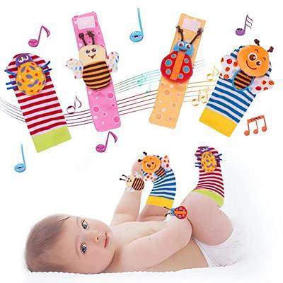 Foot Finders Socks & Wrist Rattles Baby Toys Set,Toys for Babies,Toy Socks  & Wrist Rattles,Newborn Toys - Soft Animal Rattle Baby Toys 6 to 12