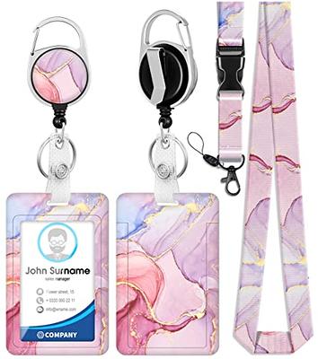 Plifal ID Badge Holder with Lanyard and Retractable Badge Reel  Belt Clip,Mountain Sunset Keychain Lanyards Clip on Badge Extender Vertical  ID Sleeve for Women : Office Products