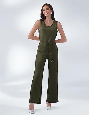 Klamay Air Essentials Jumpsuit for Womens Sleeveless Summer Wide Leg Flowy  Long Pants Casual Rompers with Pockets (#1ArmyGreen-M) - Yahoo Shopping