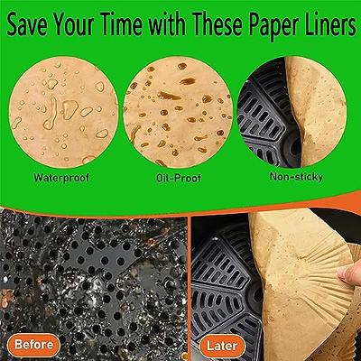 Air Fryer Paper Liners,125Pcs Parchment Paper, Air Fryer Disposable Paper  Liner for Microwave, Non-Stick Air Fryer Liners Square Free of Bleach (8IN)