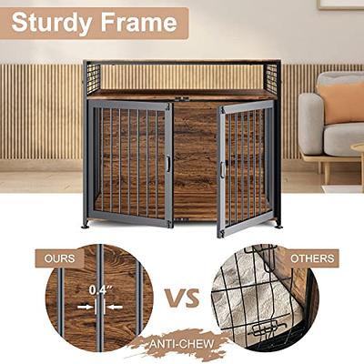 Wooden Dog Crate Furniture 39.4 Heavy Duty Dog Kennel with 2 Drawers End  Table