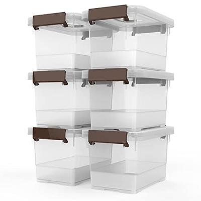 Small Plastic Storage Bins with Lids, 4 Quart Small Storage Latch Box,  Stackable