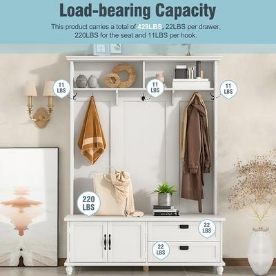 Entryway 4-tier Shoe Shelf with Two Drawers and Coat Rack, One Set Entryway  Show Rack with Storage and Hooks - Bed Bath & Beyond - 38909213