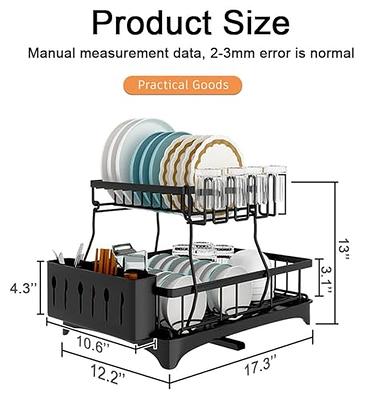 1pc Dish Racks, Dish Drying Rack, 2 Tier Dish Rack For Kitchen Counter,  Rust-Resistant Kitchen Drying Rack Dish Drainers With Drainboard, Utensil  Hold