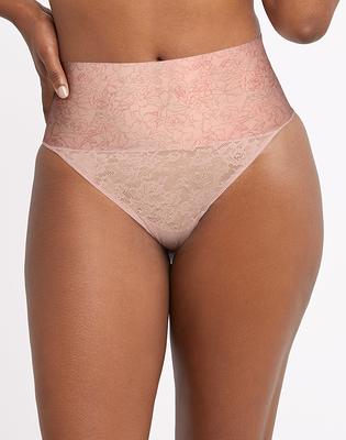 Maidenform Lace Thong Shapewear Ombre Rose Print/Sheer Pale Pink M