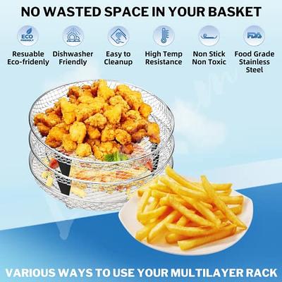 Stackable Air Fryer Rack Air Fryer Basket Round Three Stackable Racks  3-Tiers