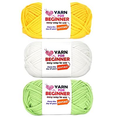  Yarn for Crocheting and Knitting Cotton Crochet Knitting Yarn  for Beginners with Easy-to-See Stitches Cotton-Nylon Blend Easy Yarn for  Beginners Crochet Kit(3x50g)-(Purple+White+Blue)