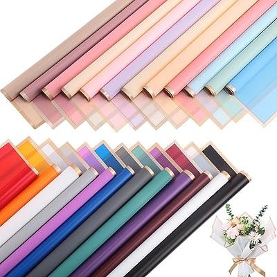 20 Sheets Pure Color Gold Edge Flower Wrapping Paper Waterproof Translucent  Bouquet Packaging Paper Florist Bouquet Supplies for Wedding DIY Crafts