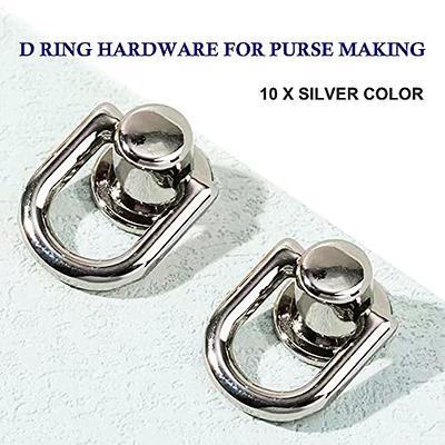  D Rings for Purse, 4 PCS Metal D Ring and Stud Screw