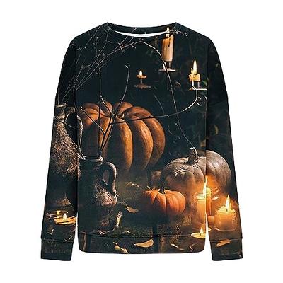  Women's Halloween Costume Pumpkin Skeleton T-Shirt Funny Long  Sleeve Pullover Tops for Ladies : Clothing, Shoes & Jewelry