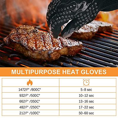 2PCS Black Professional Extra Large Silicone Oven Mitts and Pot Holders  Oven Gloves Heat Resistant Gloves Kitchen Mittens BBQ Gloves for Cooking  Grill