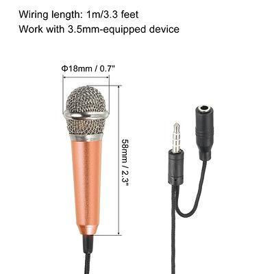 Mini Microphone, Karaoke Tiny Microphone for Voice Recording Interview,  Portable Small Singing Mic 3.5mm Plug with Stand Suitable for Android