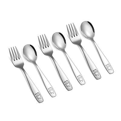 FUNNUO 4 Pack Toddler Utensils, 18/8 Stainless Steel Toddler Forks and  Spoons, Safe Kid Silverware Set for Self Feeding, Children Flatware Sets  with
