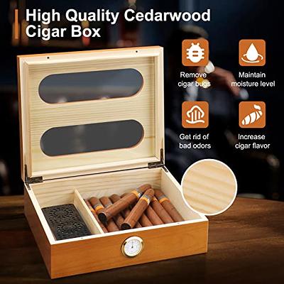 Mantello Cigars Humidors- Humidor Cigar Box with Drawer for Cigar  Accessories - Cigar Humidor with Digital Hygrometer- Gifts for Men- Spanish  Cedar Lined Cigar Humidors - Holds 25-50 Cigars 