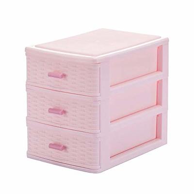 Veemoon Plastic 3-Drawer Jewelry Box, Small Desktop Storage Box