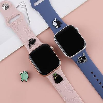 1 Set Metal Decorative Ring Loops for Apple Watch Series 7 / 6 /5/4/3/2/1  Bands Silicone Strap , Diamond Ornament Watchband Accessories for iWatch  Bands 45mm 41mm 44mm 40mm 42mm 38mm Bracelet 