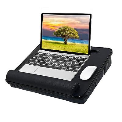 Laptop Lap Desk with Cushion, Portable Laptop Pillow Lap Desk with Pen Slot  for Writing, Fits Up to 15.6 Inch Laptop, Wooden Computer Lap Desk for Bed