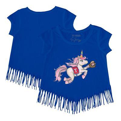 Girls Youth Tiny Turnip Royal Texas Rangers Unicorn Fringe T-Shirt - Yahoo  Shopping