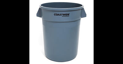 Rubbermaid Indoor Trash Can w/ No Lid, Gray Plastic, 10.25 Gal