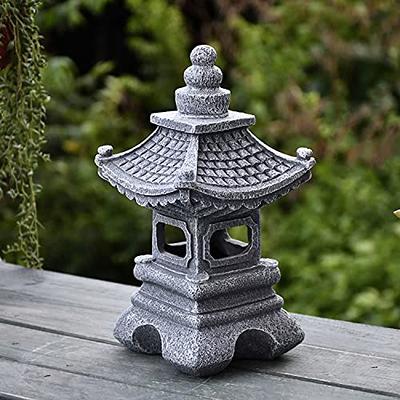 Gardenfans Solar LED Pagoda Lantern Garden Statue Light Outdoor Zen Garden Japanese Lantern for Landscape Balcony Patio Porch Yard Art Decor 6.7H