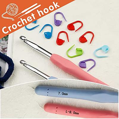 6.0mm and 6.5mm Crochet Hook，2pack Size Crochet Hook Aluminum Soft Grip  Rubber Handle Needles,Ergonomic Handle Crochet Hooks Set, Crochet Needle  for