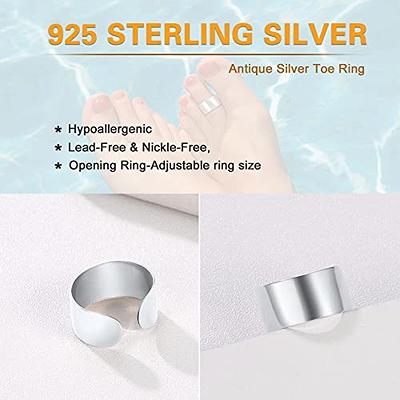 Triple Band Toe Ring 925 Sterling Silver Thin Adjustable Stylish Rings For  Women Size 6