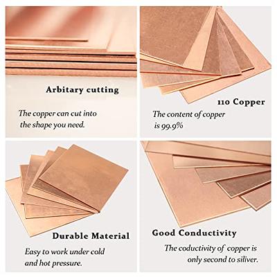 Pure Copper Sheet, 8 x 4 x 0.05 16 Gauge T2 Copper Metal Plate for Crafts,  Electrical Repairs 