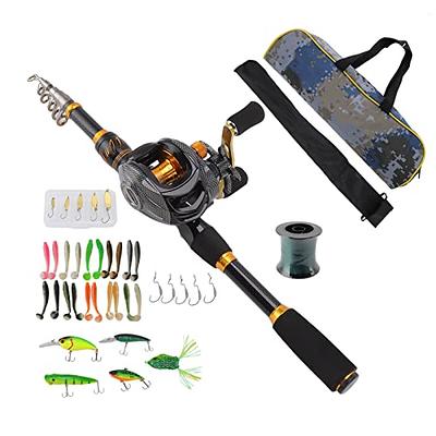 HERCHR Fishing Rod and Reel Combos, 6.9ft Portable Telescopic Fishing Rod Fishing  Line Soft Bait Hooks Kit for Saltwater Freshwater - Yahoo Shopping